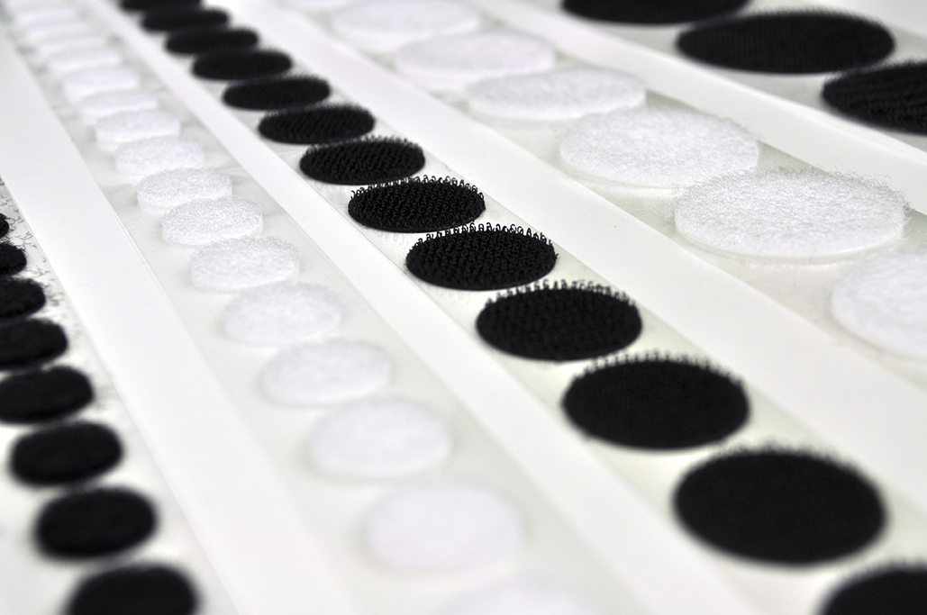 Coins Self Adhesive Hook & Loop Stick Tape Discs Circles Dots 2cm Width